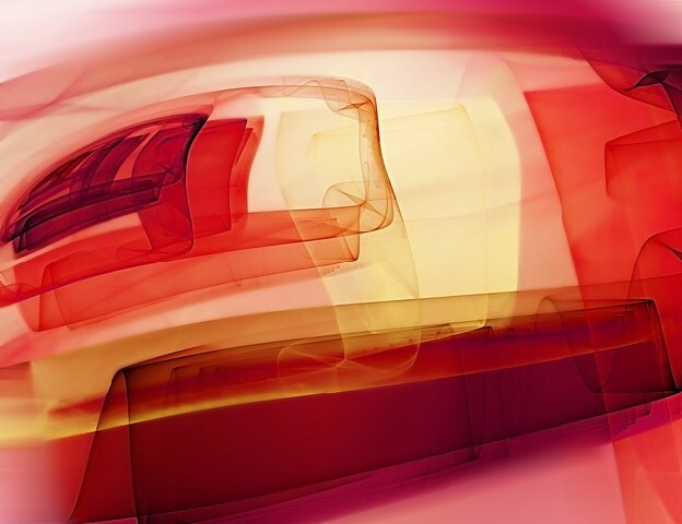 Abstract art background with different lines and squares on a pink background